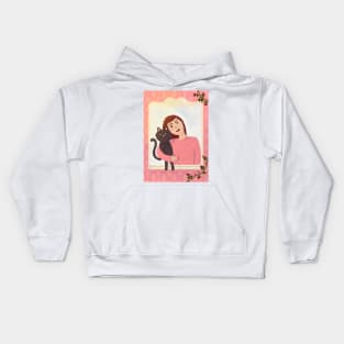 Paw Pals: a Girl and her Cat Kids Hoodie